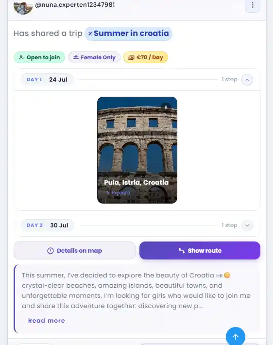 SociaTrip installata in home screen